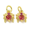 Rack Plating Brass Micro Pave Cubic Zirconia Spider Charms ZIRC-I065-02-2