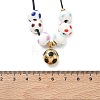 Sports 304 Stainless Steel Enamel Football Pendant Black Waxed Cord Necklaces SA-CBA5F92-02G-5