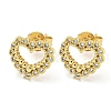 Hollow Heart Real 18K Gold Plated Brass Stud Earrings EJEW-L269-091G-1
