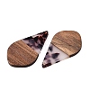 Transparent Resin and Walnut Wood Pendants RESI-T057-06B-3