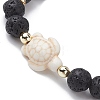 Tortoise Synthetic Turquoise & Natural Lava Rock Stretch Bracelets for Women BJEW-JB10106-06-3