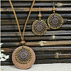 Bohemian Alloy Enamel & Wood Pendant Necklaces & Dangle Earrings Sets WG0DDDA-02-1