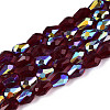 Transparent Electroplate Glass Beads Strands EGLA-N023-6x8mm-A10-1