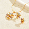 Vintage Brass Flower Stud Earrings & Pendant Necklaces Sets for Women GY5333-2