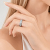 304 Stainless Steel Crystal Rhinestone Rotating Finger Rings WGE33BA-02-1