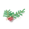 Glass Seed Beaded Leaf Pendants PALLOY-MZ00958-4