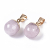 Top Golden Plated Natural Rose Quartz Pendants X-G-T131-03N-2