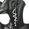 Shell Pearl Beads & Brass Cable Chains Dangle Earrings for Women EJEW-JE07326-2