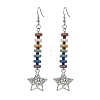 Colorful Natural Dyed Lava Rock Disc Beaded Dangle Earrings EJEW-JE05617-4