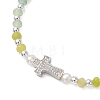 Dyed Natural Malaysia Jade Rondelle & Cultured Freshwater Pearl Beaded Stretch Bracelets BJEW-JB13380-03-3