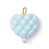 Opaque Acrylic Waffle Beadss with ABS Plastic Imitation Pearl Beads and Iron Flat Head Pins Pendants PALLOY-JF03776-3