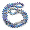 Half Plated Electroplate Transparent Glass Beads Strands EGLA-G037-08A-HP03-2