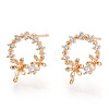 Brass Micro Pave Clear Cubic Zirconia Stud Earring Findings KK-T054-51G-NF-2