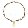 Ocean Natural Baroque Keshi Pearl Coin Pendant Natural Moonstone Chip Beaded Necklaces NJEW-JN06024-2