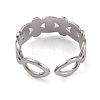 304 Stainless Steel Horse Eye Open Cuff Rings for Women RJEW-G285-71P-3
