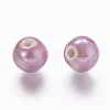 Pearlized Medium Orchid Handmade Porcelain Round Beads X-PORC-D001-10mm-17-2