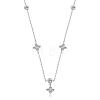 Women Flower Drop Dangle Necklace Rhodium Plated Sterling Silver Zirconia Chain Necklace Simple Personalized Crystals Pendant Choker Trendy Necklace Jewelry Gifts for Women JN1092A-1