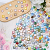 Square Glass Mosaic Cabochons GLAA-WH0033-142-3