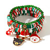 Christmas 304 Stainless Steel Enamel Reindeer & Santa Claus & Christmas Bell Charm Bracelets LQ5841-2-1