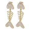 304 Stainless Steel Enamel Dangle Stud Earrings for Women EJEW-L315-06G-02-4