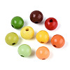 Autumn Spray Painted Schima Wood Beads WOOD-T033-03M-01-1