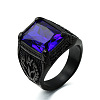 316L Stainless Steel & Cubic Zirconia Men's Vintage Carved Finger Rings FS-WG82D33-69-1