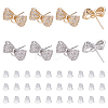 4 Pairs 2 Colors Rack Plating Brass Micro Pave Clear Cubic Zirconia Earring Findings KK-DC0001-37-1
