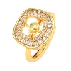 Brass Micro Pave Cubic Zirconia Adjustable Ring Components KK-CBAC351-03G-2