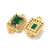 Brass Pave Clear & Green Cubic Zirconia Connector Charms KK-P275-45G-2