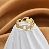 Rack Plating Brass Micro Pave Clear Cubic Zirconia Cuff Finger Rings for Women RJEW-M028-44G-4