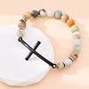 Round Natural Flower Amazonite Bead Stretch Bracelets BJEW-F493-05EB-03-4