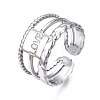 304 Stainless Steel Rectangle with Word Love Open Cuff Ring RJEW-T023-39P-3