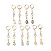 Teardrop Brass & Natural Cultured Freshwater Pearl Hoop Earrings EJEW-JE07012-2