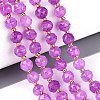 Ombre Effect Dyed Transparent Crackle Glass Beads Strands GLAA-Q111-8MM-04-1