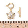 Golden Brass Micro Pave Clear Cubic Zirconia Toggle Clasps KK-B100-040G-01-4