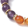 Natural Carnelian and Amethyst Round Beads Stretch Bracelets BJEW-JB13318-4