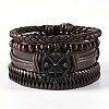 Cowhide & Imitation Leather Cord Knitted Multi-strand Bracelets WG31D03-07-1