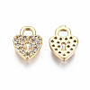 Brass Micro Pave Clear Cubic Zirconia Charms KK-S360-044-NF-2