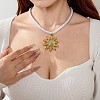 Ocean Alloy Flower Pendant Twisted Cotton Cord Necklaces FS-WG595AC-12-1