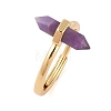 Double Pointed Hexagonal Prism Natural Amethyst Adjustable Rings for Women RJEW-G327-01G-10-1