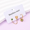 304 Stainless Steel Heart Stud Earring & Hoop Earring Sets EJEW-K268-93G-01-1
