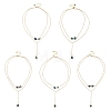 Natural Paua Shell Geometric Y Pendant Brass Double Layered Necklaces NJEW-JN06532-2