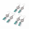 Synthetic Turquoise Bullet with Sun Dangle Earrings EJEW-I276-01P-09-1