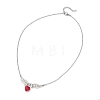 Red Heart with Alloy Angel Wings Pendant 304 Stainless Steel Cable Chain Necklaces NJEW-TA00218-4