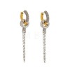 Brass Micro Pave Cubic Zirconia Chain Tassel Hoop Earrings for Women WGBBBBD-02-2
