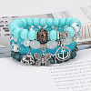 4Pcs Bohemian Style Alloy & Glass & Acrylic Charm Bracelets Set WG8E884-07-1