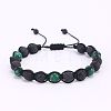 Adjustable Natural Round Malachite Braided Bead Bracelets for Women Men DE0443-1-1