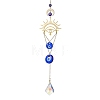 Sun Brass & Handmade Lampwork Evil Eye Hanging Ornaments HJEW-JM02024-1