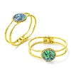 Natural Abalone Shell Flat Round Open Bangles BJEW-JB14315-01-3