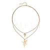 Stainless Steel Fairy and Heart Pendant 304 Stainless Steel Cable Chain Double Layer Necklaces for Women NJEW-JN05810-01-4